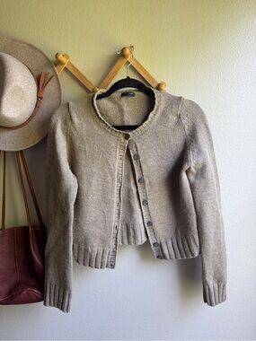 J crew Classic Neutral Crewneck Button-Front Women's Sweater - Beige